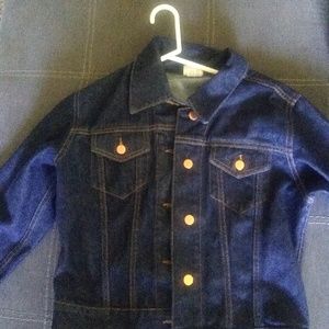 A dark blue jean jacket